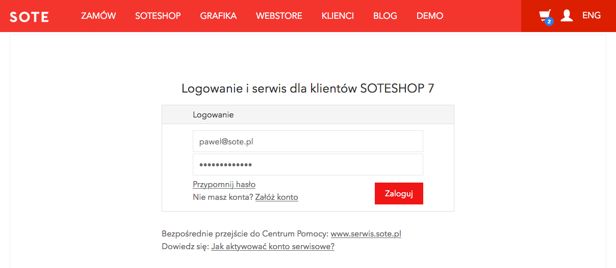 Logowanie Do Serwisu Soteshop