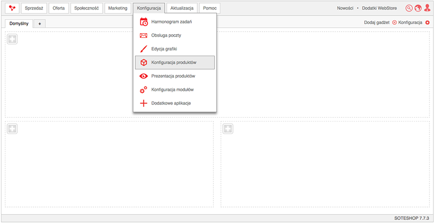 Konfiguracja produktów w panelu sklepu
