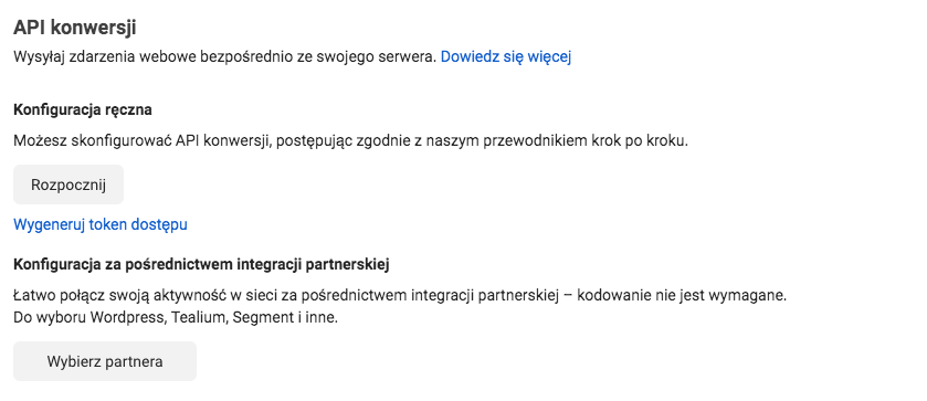 Przycisk generowania tokenu API