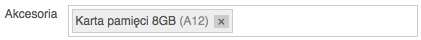 Pole wyboru akcesorii do produktu