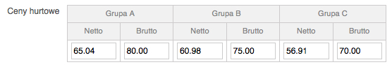 Ustawienia cen hurtowych produktu