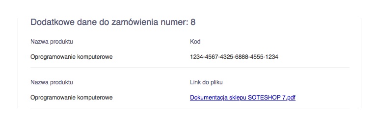 e-mail z treściami cyfrowymi produktu w skrzynce pocztowej klienta