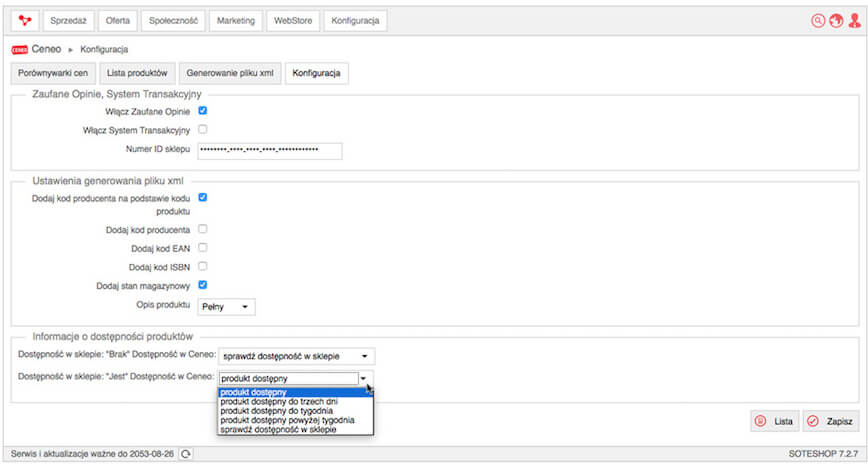 Ceneo w sklepie internetowym konfiguracja Ceneo