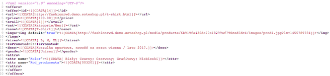 Próbka pliku xml z ofertą Domodi ze sklepu internetowego