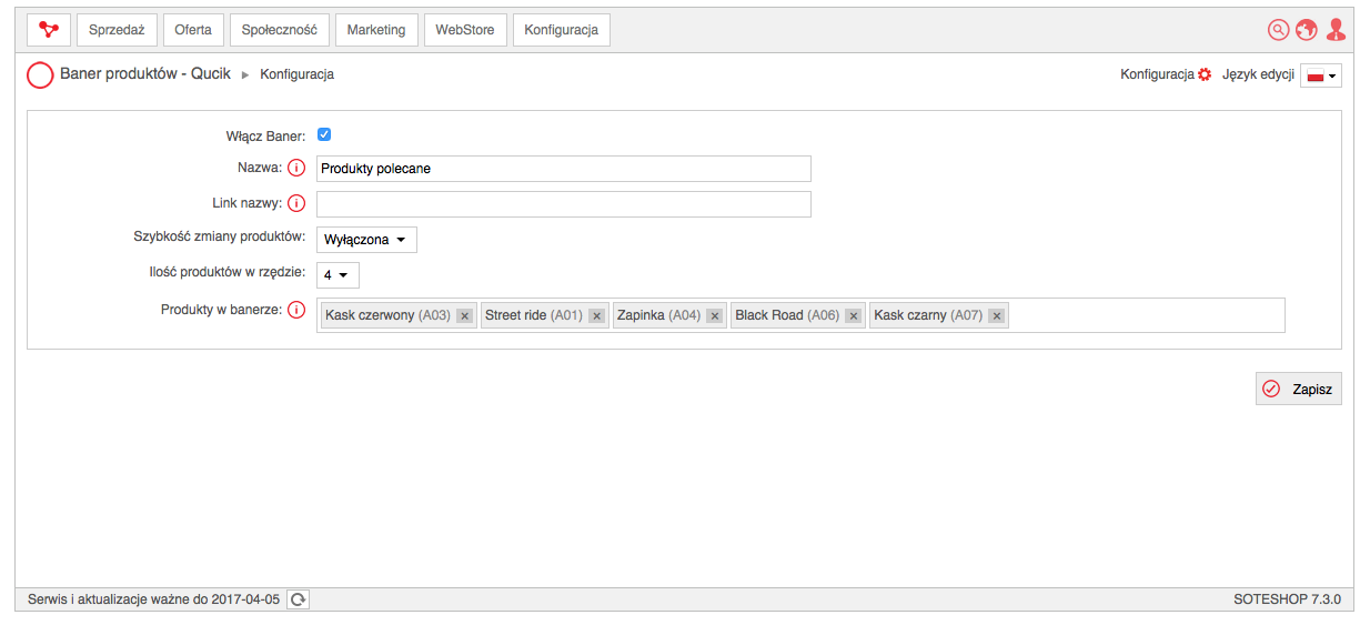 Konfiguracja banerów w sklepie internetowym SOTESHOP