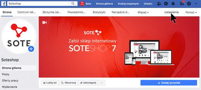 Ustawienia konta w Facebook fanpage