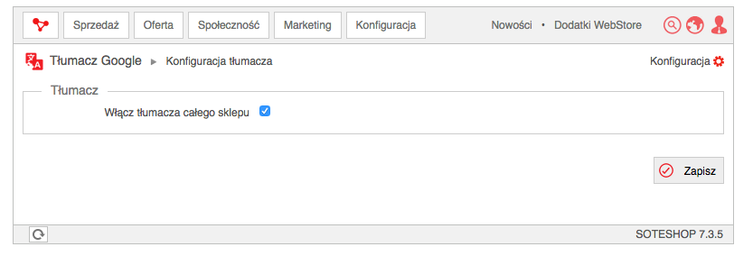 Konfiguracja Google Translate w sklepie