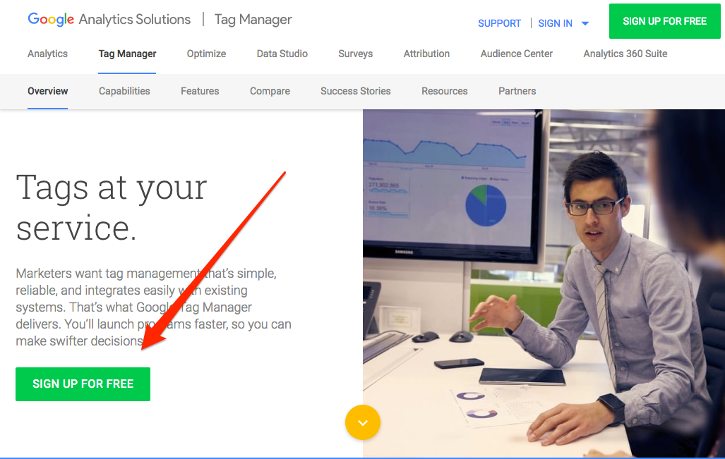 Zarejestruj się na stronie Google Tag Manager
