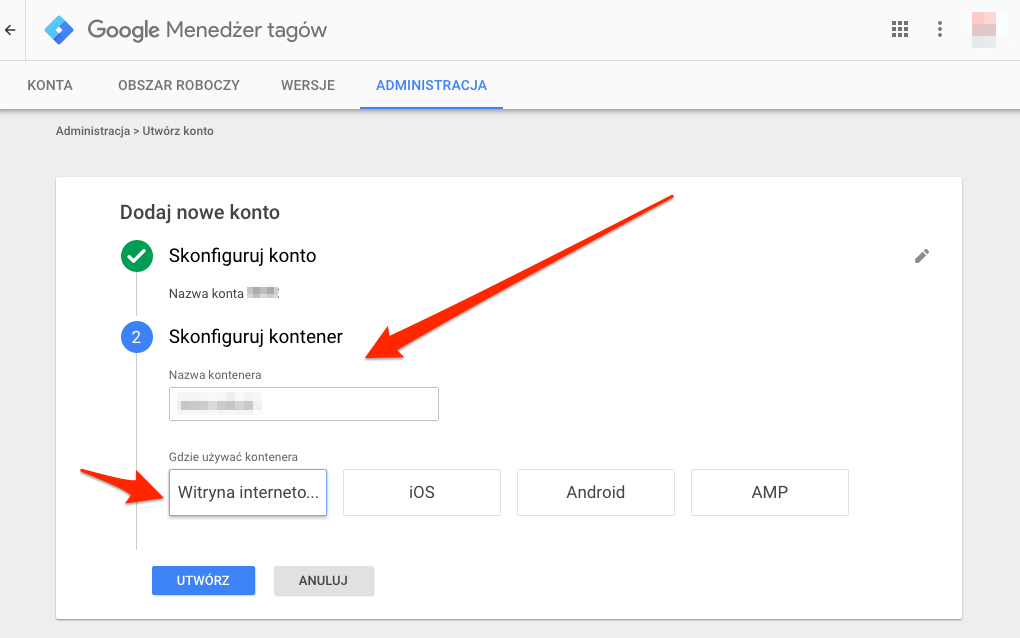 Google Tag Manager konfiguracja konta